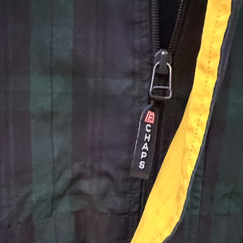 Vintage Chaps Navy and Green Plaid Windbreaker EUC - Picture 4 of 10